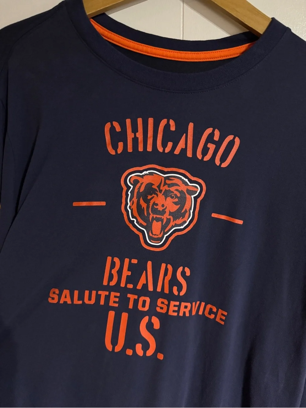 Nike Chicago Bears Long Sleeve Shirt Salute To Service Edition Navy Blue Veteran